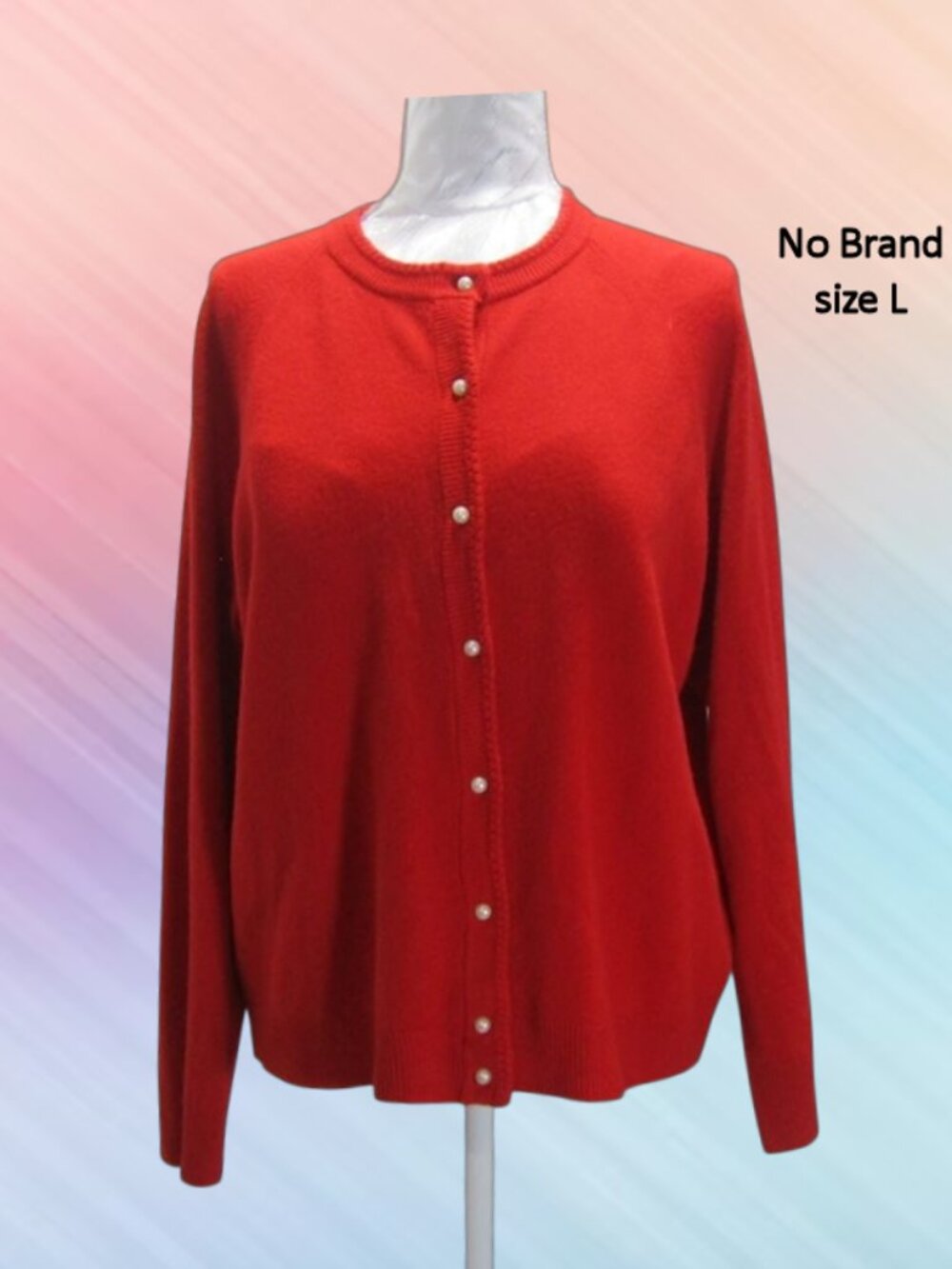 No brand size L women cardigan sweater red long sleeves